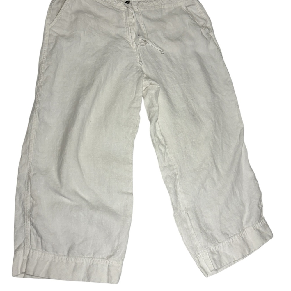 Talbots Pure Irish Linen Crop Pants Women Sz 16 White Lagenlook Beachy Classic - Picture 10 of 10